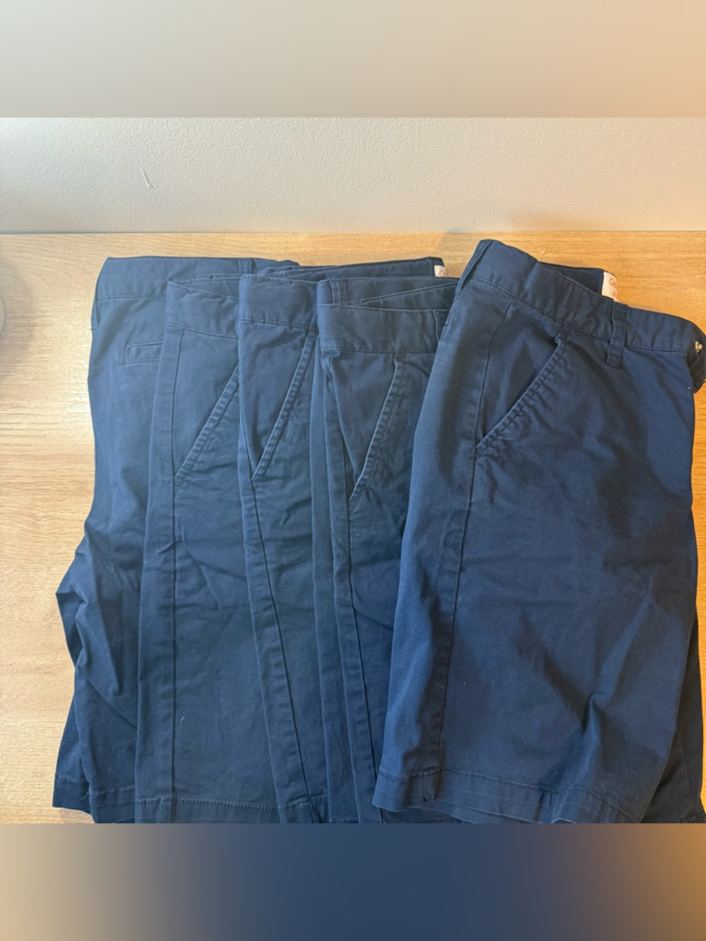 Boys’ Cat & Jack Flat Front Chino Shorts Navy Blue Size M (12) - 5 Pair Lot